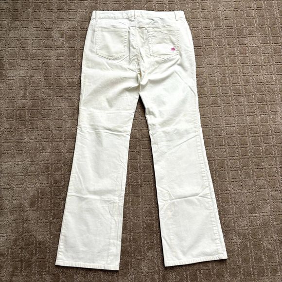 Lilly Pulitzer Corduroy Pants Women Size 10 Stretch Bootcut Off White - Picture 6 of 11